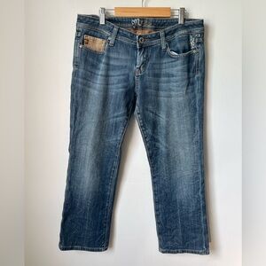 Miss Me Women's Odessa Low Rise Straight Leg Crop Jeans Med Wash Size 30